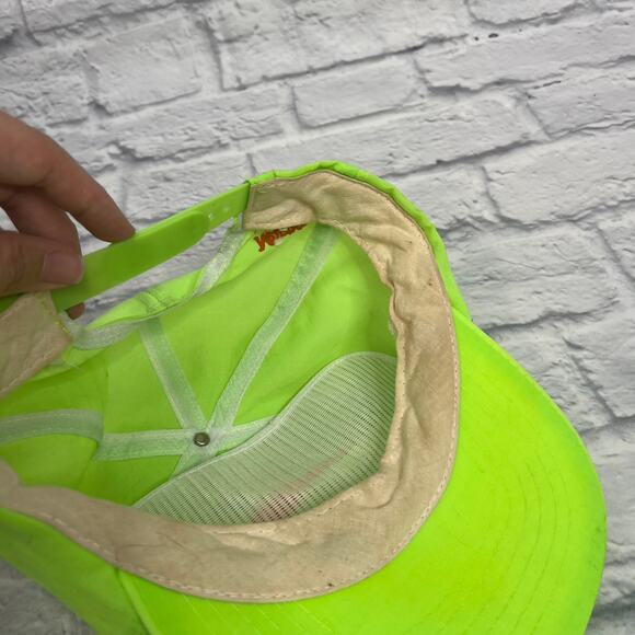 Vintage Newport Logo Green Neon One Size Snapback Nylon Hat Cap 90s - Picture 6 of 7